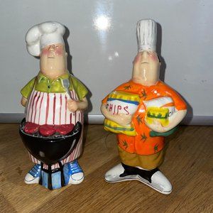 Tracy Flickinger Masters of the Grill Salt and Pepper Shaker Set Ceramic